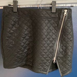 Black quilted mini skirt